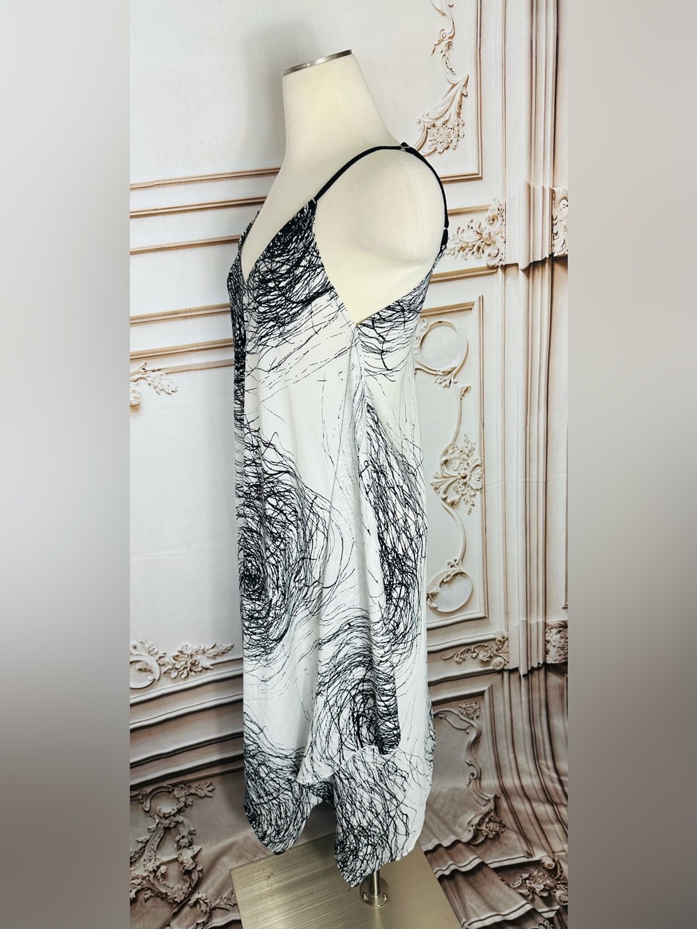 lovestitch Black and White Asymmetrical Handkerchief-Hem Sundress - Picture 5 of 16